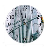 yanfind Fashion PVC Wall Clock Architecture Avian Bird Building City Colorful Complex Construction Contemporary Space Creative Daytime Mute Suitable Kitchen Bedroom Decorate Living Room