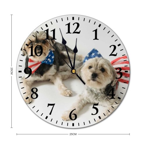 yanfind Fashion PVC Wall Clock 4th July Accessory America Anniversary Bow Tie Celebrate Congratulate Cute Democracy Mute Suitable Kitchen Bedroom Decorate Living Room