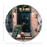 yanfind Fashion PVC Wall Clock Architecture Barrier Brick Wall Brickwork Building City Construction Contemporary Detail District Door002 Mute Suitable Kitchen Bedroom Decorate Living Room