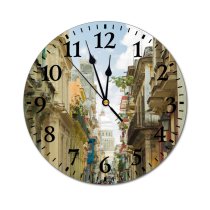 yanfind Fashion PVC Wall Clock Accommodation Architecture Asphalt Attract Attraction Building Citizen Classic Community Complex Construction Crowd Mute Suitable Kitchen Bedroom Decorate Living Room