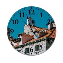 yanfind Fashion PVC Wall Clock Accommodation Aged Architecture Sky Building Camera Cement Cloudless Construction Design Detail District Mute Suitable Kitchen Bedroom Decorate Living Room