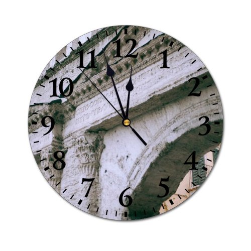 yanfind Fashion PVC Wall Clock Aged Ancient Arch Architecture Archway Art Building Carve Classic Construction Detail Exterior Mute Suitable Kitchen Bedroom Decorate Living Room