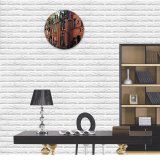 yanfind Fashion PVC Wall Clock Accommodation Aged Architecture Area Autumn Brick Wall Building Calm Car City Condominium Mute Suitable Kitchen Bedroom Decorate Living Room