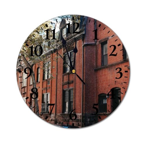 yanfind Fashion PVC Wall Clock Accommodation Aged Architecture Area Autumn Brick Wall Building Calm Car City Condominium Mute Suitable Kitchen Bedroom Decorate Living Room