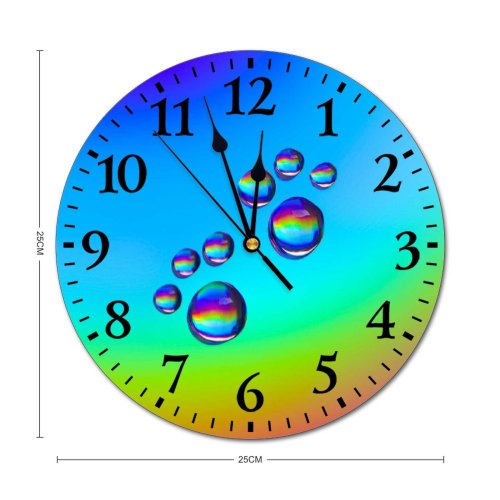 yanfind Fashion PVC Wall Clock Art Abstract Design Round Bubble Clean Decoration Shining Turquoise Rainbow Mute Suitable Kitchen Bedroom Decorate Living Room