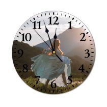 yanfind Fashion PVC Wall Clock Beautiful Sunset Dress Dance Art Dancer Action Dancing Dawn Ethnic Flowers Forest Mute Suitable Kitchen Bedroom Decorate Living Room