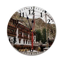 yanfind Fashion PVC Wall Clock Aged Ancient Architecture Belief Buddhism Cathedral Column Construction District Exterior Facade Faith Mute Suitable Kitchen Bedroom Decorate Living Room