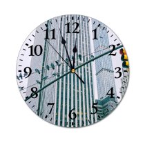 yanfind Fashion PVC Wall Clock Architecture Avian Bird Building City Colorful Complex Construction Contemporary Space Creative Daytime Mute Suitable Kitchen Bedroom Decorate Living Room
