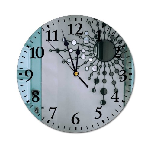 yanfind Fashion PVC Wall Clock Beam Building Contemporary Creative Daylight Decor Decoration Decorative Design Different Door Form Mute Suitable Kitchen Bedroom Decorate Living Room