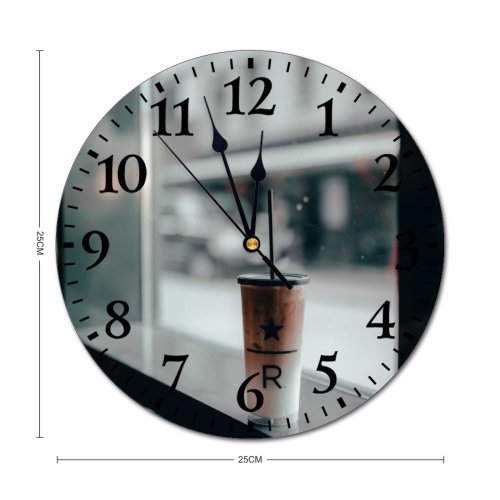 yanfind Fashion PVC Wall Clock Aroma Bar Beverage Blurred Brew Café Cafeteria Caffeine Cappuccino Casual City Cocktail Mute Suitable Kitchen Bedroom Decorate Living Room