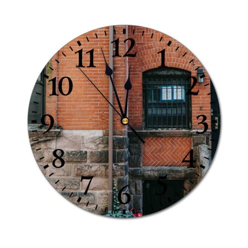 yanfind Fashion PVC Wall Clock Accommodation Aged Architecture Area Brick Wall Building City Construction Daytime Detail District Mute Suitable Kitchen Bedroom Decorate Living Room