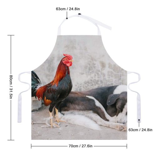 yanfind Custom aprons Adorable Avian Beak Blot Calm Cement Charming Chordate Cock Cockerel Colorful Comb white white-style1 70×80cm