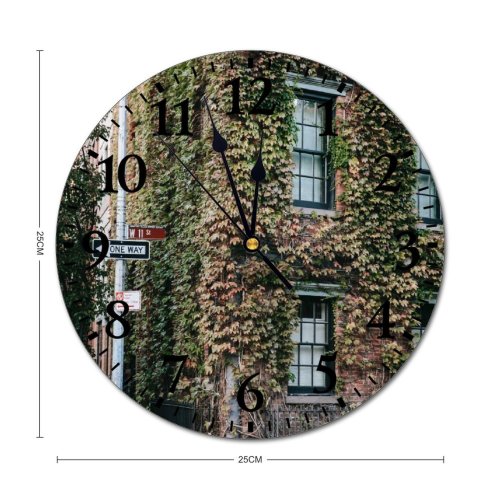 yanfind Fashion PVC Wall Clock Accommodation Apartment Architecture Brick Wall Building City Construction Daylight Daytime Decor002 Mute Suitable Kitchen Bedroom Decorate Living Room