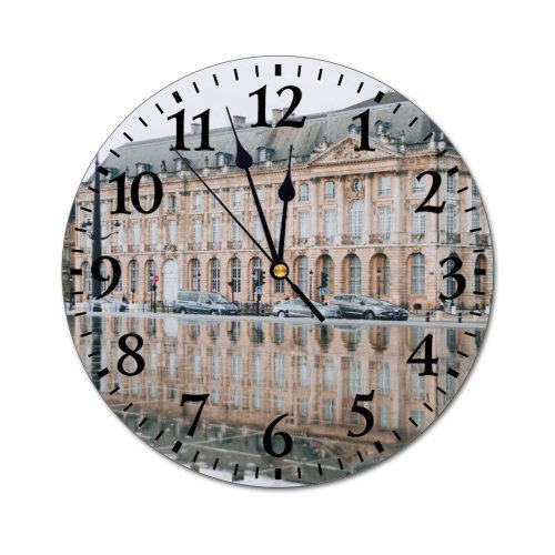 yanfind Fashion PVC Wall Clock Aged Ancient Arched Architecture Bordeaux Building Car Chimney City Space Daylight District Mute Suitable Kitchen Bedroom Decorate Living Room
