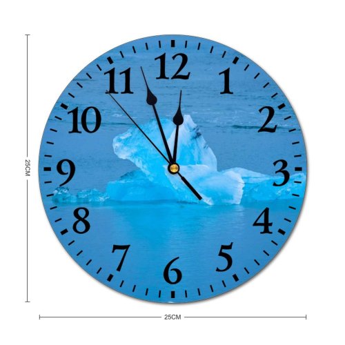 yanfind Fashion PVC Wall Clock Beach Floating Frost Frosty Frozen Iceberg Melting Ocean Ripples Mute Suitable Kitchen Bedroom Decorate Living Room