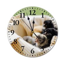 yanfind Fashion PVC Wall Clock Bird Cute Grass Easter Chicken Outdoors Baby Family Little Newborn Poultry Mute Suitable Kitchen Bedroom Decorate Living Room
