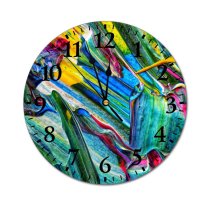 yanfind Fashion PVC Wall Clock Brush Design Creativity Craft Mess Rainbow Coloring Artistic Vibrant Acrylic Canvas Motley Mute Suitable Kitchen Bedroom Decorate Living Room