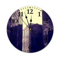 yanfind Fashion PVC Wall Clock Architectural Design Architecture Buildings Clouds Exterior Futuristic Glass Items Panels Mute Suitable Kitchen Bedroom Decorate Living Room