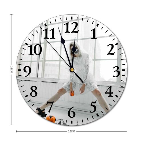 yanfind Fashion PVC Wall Clock Art Makeup Attire Bizarre Roses Bridal Bride Contemporary Costume Creepy Dead Dress Mute Suitable Kitchen Bedroom Decorate Living Room