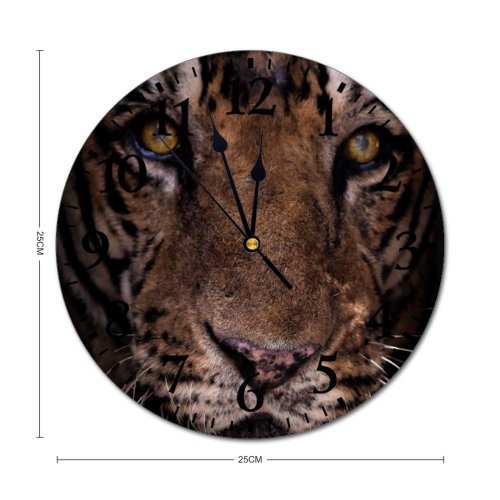 yanfind Fashion PVC Wall Clock Attentive Bengal Big Cat Calm Creature Curious Ecosystem Endangered Fauna Fur Gaze002 Mute Suitable Kitchen Bedroom Decorate Living Room