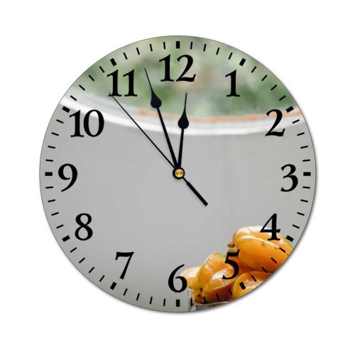 yanfind Fashion PVC Wall Clock Appetizing Blurred Carambola Delicious Eat Edible Flavor Fruit Glass Mute Suitable Kitchen Bedroom Decorate Living Room