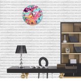 yanfind Fashion PVC Wall Clock Art Texture Abstract Design Creativity Decoration Rainbow Artistic Stain Acrylic Impression Mute Suitable Kitchen Bedroom Decorate Living Room
