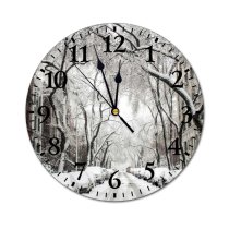 yanfind Fashion PVC Wall Clock Blizzard Cars City Frost Road Season Snow Snowcapped Snowstorm Snowy Street Town Mute Suitable Kitchen Bedroom Decorate Living Room