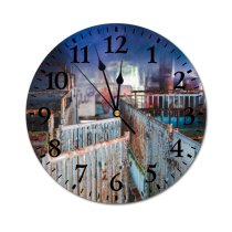 yanfind Fashion PVC Wall Clock Abandoned Aged Barrier Broken Construction Corrosion Damage Decay Demolish Derelict Desolate Destroy Mute Suitable Kitchen Bedroom Decorate Living Room
