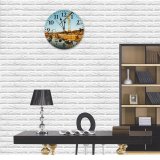 yanfind Fashion PVC Wall Clock Abandoned Adventure Architecture Boat Build Cement Coast Coastline Construction Daytime Dock Mute Suitable Kitchen Bedroom Decorate Living Room