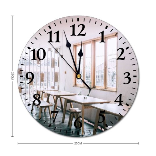yanfind Fashion PVC Wall Clock Atmosphere Café Cafeteria Calm Chair Comfort Contemporary Cozy Daylight Daytime Design Mute Suitable Kitchen Bedroom Decorate Living Room