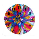 yanfind Fashion PVC Wall Clock Art Texture Abstract Flower Design Creativity Decoration Beautiful Rainbow Coloring Artistic Visuals Mute Suitable Kitchen Bedroom Decorate Living Room
