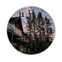 yanfind Fashion PVC Wall Clock Architecture Sky Building Calm Construction Contemporary Cottage Country Countryside Daytime Design Dwell Mute Suitable Kitchen Bedroom Decorate Living Room