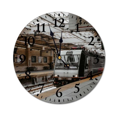 yanfind Fashion PVC Wall Clock Architecture Arrive City Commute Contemporary Daytime Departure Destination District Fast Glass Illuminate Mute Suitable Kitchen Bedroom Decorate Living Room