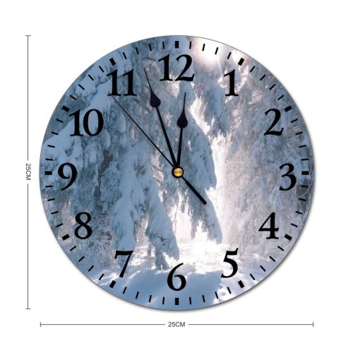 yanfind Fashion PVC Wall Clock Branch Coniferous Countryside Daylight Evergreen Fir Forest Freeze Frost Frozen Mute Suitable Kitchen Bedroom Decorate Living Room