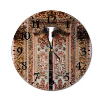 yanfind Fashion PVC Wall Clock Art Architecture Travel Door Castle Design Decoration Religion Gold Traditional Arch Mute Suitable Kitchen Bedroom Decorate Living Room