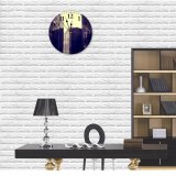 yanfind Fashion PVC Wall Clock Architectural Design Architecture Buildings Clouds Exterior Futuristic Glass Items Panels Mute Suitable Kitchen Bedroom Decorate Living Room