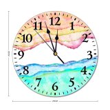 yanfind Fashion PVC Wall Clock Abstract Aesthetic Desktop Art Artistic Colorful Design Impression Pastel Stain Texture Watercolor Mute Suitable Kitchen Bedroom Decorate Living Room