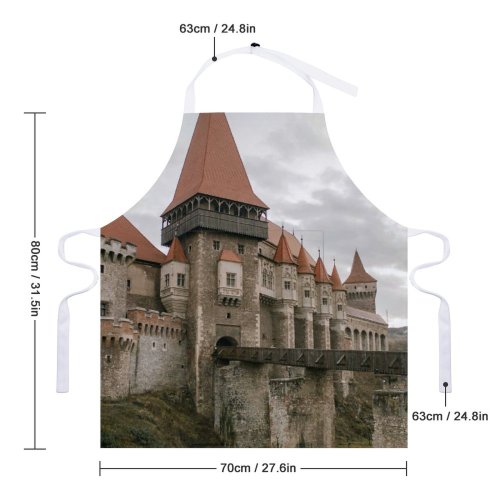 yanfind Custom aprons Aged Ancient Architecture Attract Building Castle Cloudy Corvin Destination Dramatic white white-style1 70×80cm