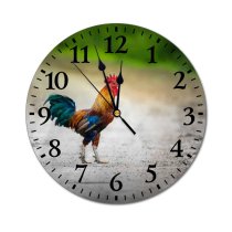 yanfind Fashion PVC Wall Clock Beak Bird Blurred Cockerel Colorful Comb Country Countryside Daytime Ecology Farm Feather Mute Suitable Kitchen Bedroom Decorate Living Room