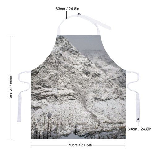 yanfind Custom aprons Peak Snow Himalayas Town Village Trees Landscape Cliffs Alpine Winter white white-style1 70×80cm