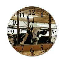 yanfind Fashion PVC Wall Clock Barn Beef Bovine Bull Byre Cattle Cow Cowbarn Cowshed Dairy Farm Farming007 Mute Suitable Kitchen Bedroom Decorate Living Room