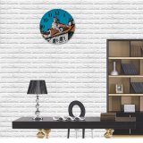 yanfind Fashion PVC Wall Clock Accommodation Aged Architecture Sky Building Camera Cement Cloudless Construction Design Detail District Mute Suitable Kitchen Bedroom Decorate Living Room