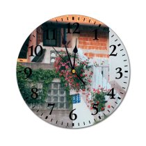 yanfind Fashion PVC Wall Clock Accommodation Architecture Bloom Brick Building Bush Construction Corner Cottage Cultivate Mute Suitable Kitchen Bedroom Decorate Living Room