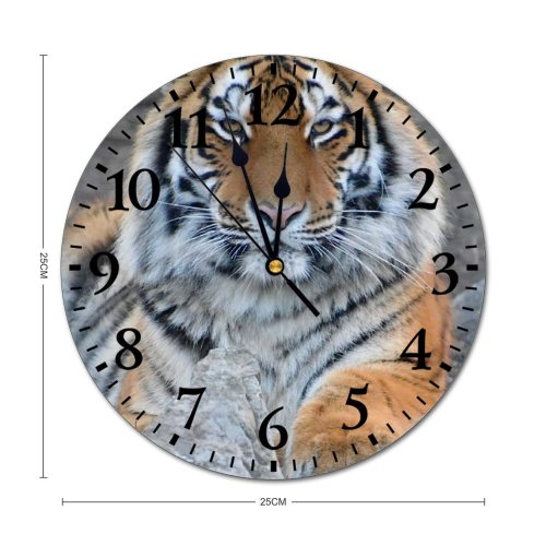 yanfind Fashion PVC Wall Clock Big Fur Cat Wild Safari Wildlife Angry Danger Staring Mute Suitable Kitchen Bedroom Decorate Living Room