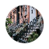 yanfind Fashion PVC Wall Clock Architecture Barrier Brick Wall Brickwork Building City Construction Contemporary Detail District Door003 Mute Suitable Kitchen Bedroom Decorate Living Room