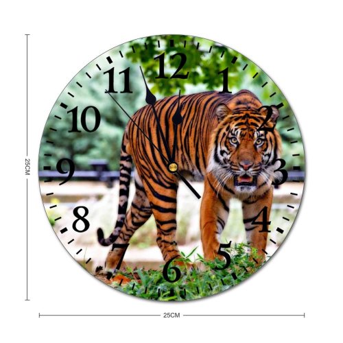 yanfind Fashion PVC Wall Clock Big Cat Funny Grass Sumatran Wild Wildlife Mute Suitable Kitchen Bedroom Decorate Living Room