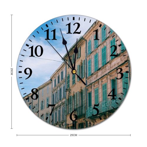 yanfind Fashion PVC Wall Clock Apartment Architecture Balcony Building City Classic Construction Decor Design Destination District Downtown Mute Suitable Kitchen Bedroom Decorate Living Room