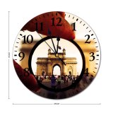 yanfind Fashion PVC Wall Clock Arch Architecture Camera Daylight Gate Gateway India Indian Flag Landmark Mute Suitable Kitchen Bedroom Decorate Living Room