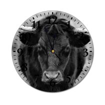 yanfind Fashion PVC Wall Clock Calf Cattle Country Countryside Cow Eyelash Eyes Face Farmland Field Fur Mute Suitable Kitchen Bedroom Decorate Living Room