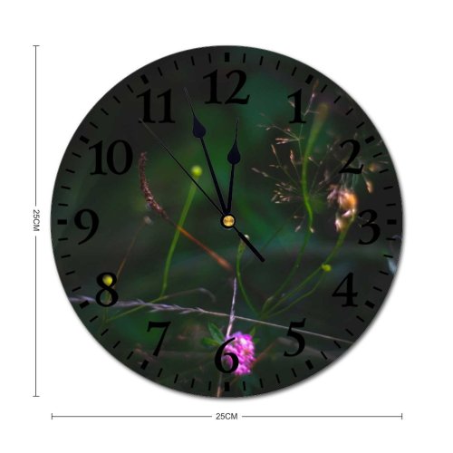yanfind Fashion PVC Wall Clock Bloom Botany Calm Clover Daylight Daytime Fade Flora Floral Flower Mute Suitable Kitchen Bedroom Decorate Living Room